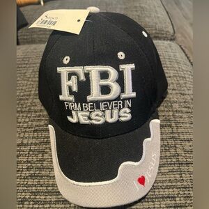 JESUS RELIGIOUS BALL CAP FBI FIRM BELIEVER IN JESUS BLACK GRAY COLOR HAT